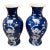 Vintage Chinese Blue & White Porcelain Pair of Floral Cherry Blossom-Plum Vases For Sale