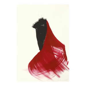 Dancers 30 - Minimalist Figurative Red and Black Ink Painting on Paper Original Artwork by Bettina Mauel