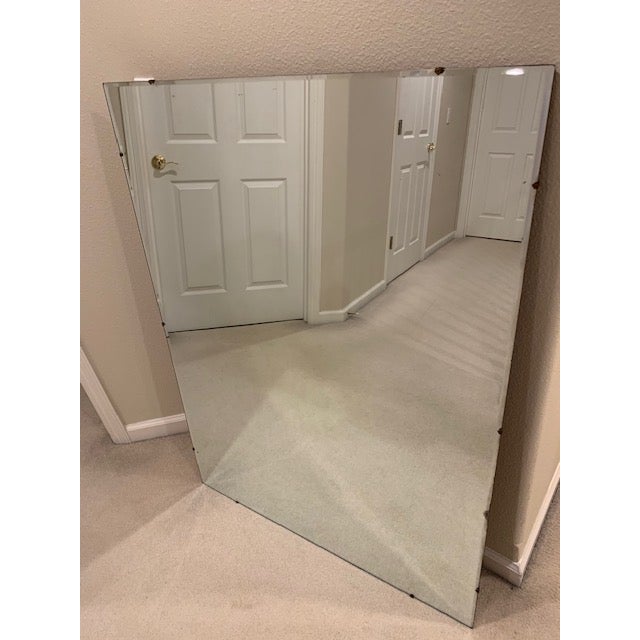 Vintage 1950's Wall Mirror beveled edges with original vintage brass clips This mirror hung above the Ramseur dresser...