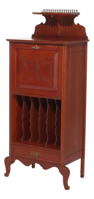 Eastlake Style Chip Carved Cherry & Ormolu Drop Front Music Cabinet Stand C1890