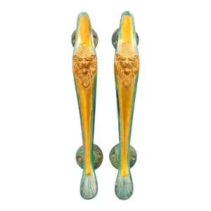Brass Lion's Head Door Handles - a Pair