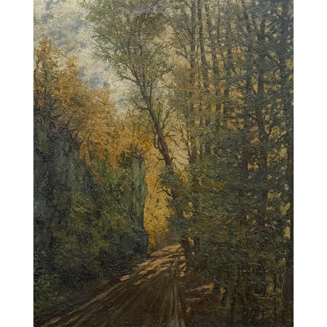 19th Century Framed Oil Painting on Canvas is an astonishing expression of color inspired by autumn in the Ardennes where...