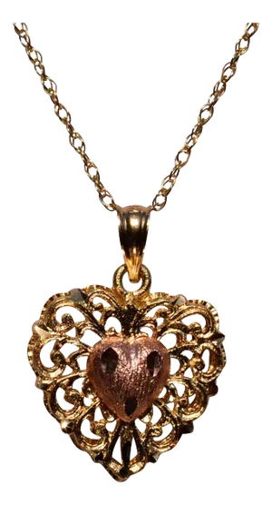The 187th Street: Beverly Hills Gold Signed Two Tone Heart Pendant