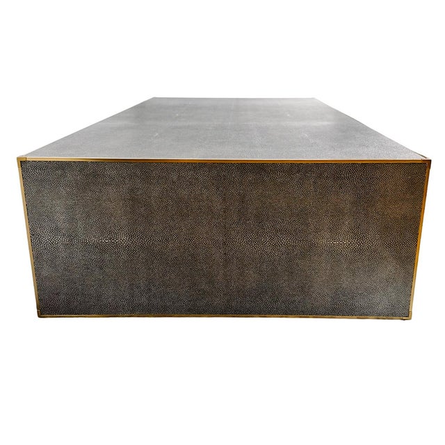 Contemporary Large Restoration Hardware Shagreen Plinth Rectangular Coffee Table For Sale - Image 3 of 8