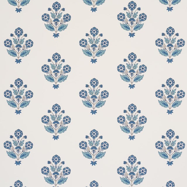Inspired by traditional Indian block motifs and screen-printed by hand, this sweet small-scale floral wallpaper adds an...