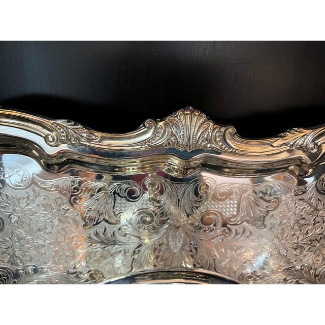 1980s 1980s Beautiful Silverplated Coffee/Tea Set With Ornate Tray - 7 Pieces For Sale - Image 5 of 9