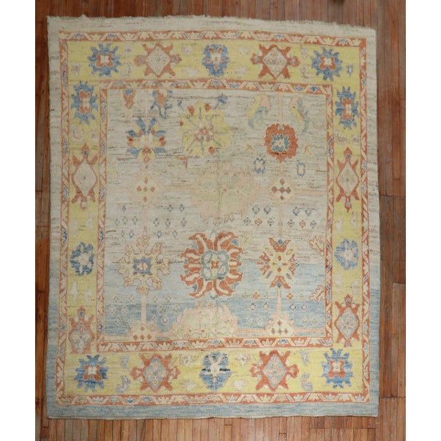 Vintage Turkish Oushak, 8'3'' X 9'5'' For Sale - Image 12 of 12