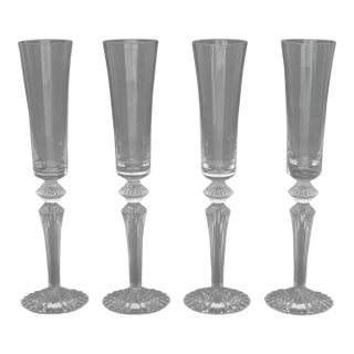 Baccarat "Mille Nuits" Crystal Champagne Flutes, 4 For Sale
