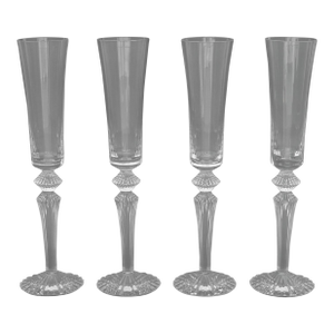 Baccarat "Mille Nuits" Crystal Champagne Flutes, 4