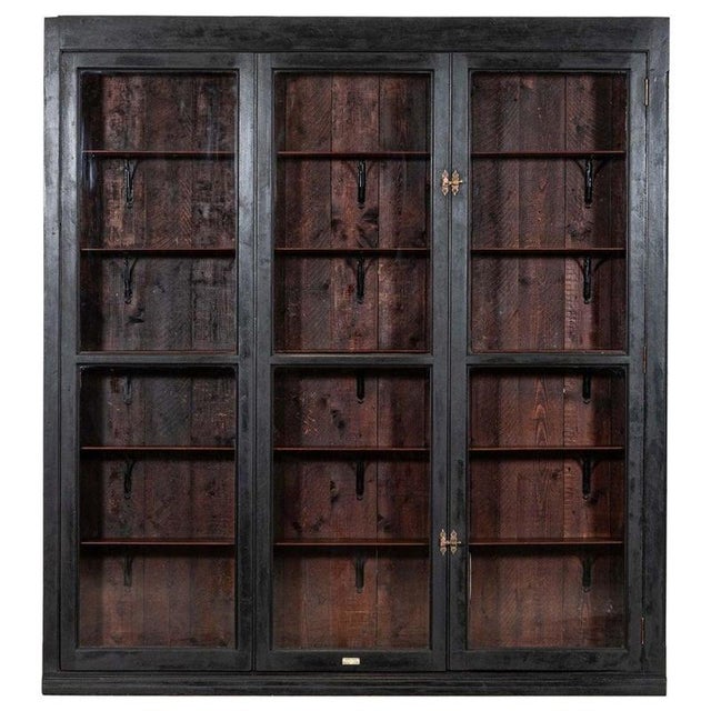 Large Antique English Ebonised Mahogany Pharmacy Display Cabinet, 1880 For Sale - Image 13 of 13
