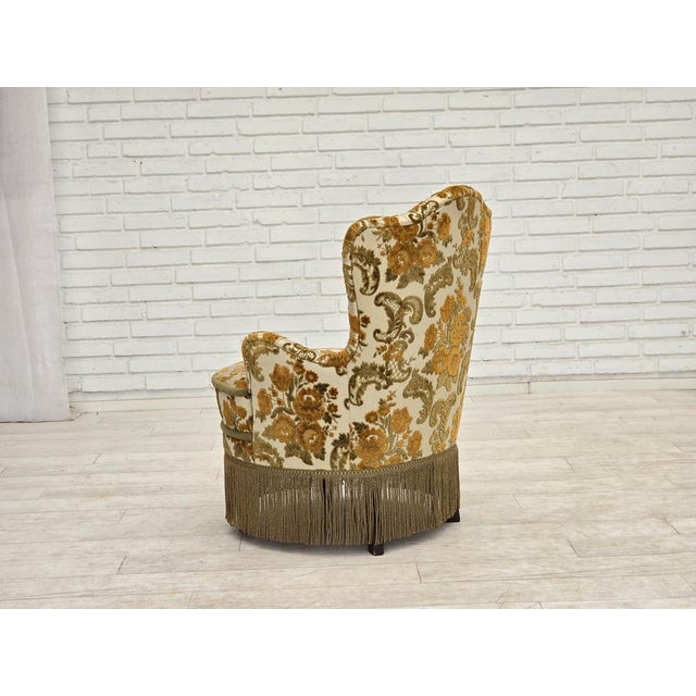 Brown Small Danish Armchairs in Brown/Beige Furniture Fabric, 1970s, Set of 2 For Sale - Image 8 of 18