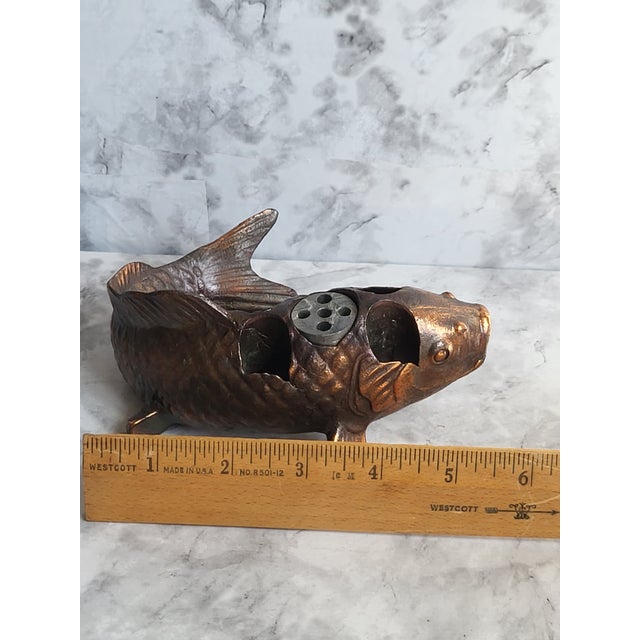 Copper Vintage Copper Koi Fish Ikebana Flower Holder For Sale - Image 8 of 12