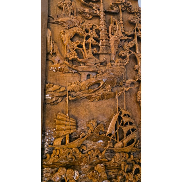 19th/20th Century Hand Carved Pair of Chinese Architectural Panels For Sale - Image 9 of 13