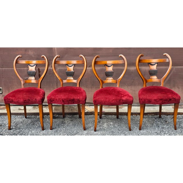 Set of Six Austrian Biedermeier Side Chairs With Lyre Shaped Backs, Circa 1850s For Sale - Image 4 of 15