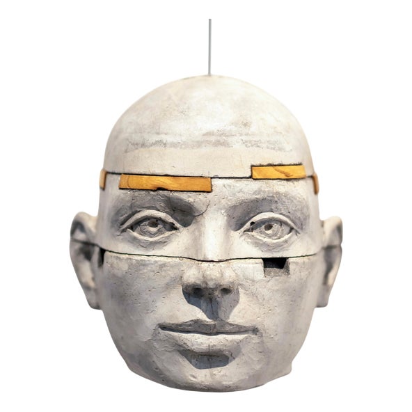 Jose Perozo, Architectural Layered Hanging Head Sculpture, 2023, Cement on Wood For Sale