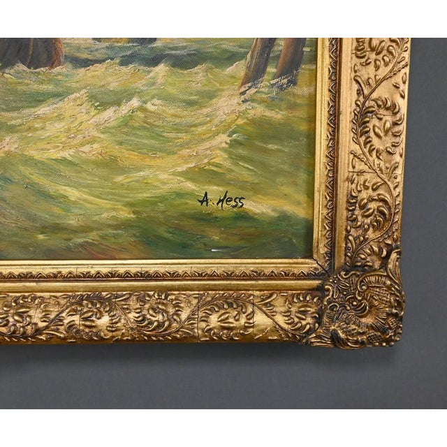 Albert Hess, Sailboats on a Rough Sea, 1950s, Canvas For Sale - Image 13 of 18