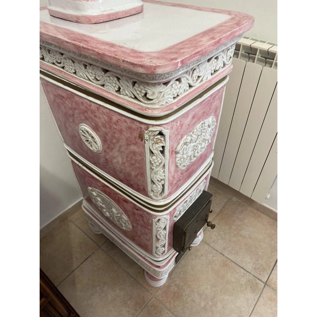 1970s Majolica Pink Stove From Florence For Sale - Image 12 of 12