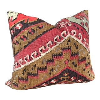 Custom Red & Tan Kilim Pillow For Sale