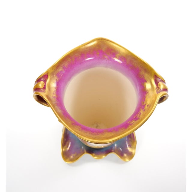 Ceramic Antique Royal Bonn German Porcelain Hand-Painted & Gilt Floral Decorative Vases For Sale - Image 7 of 13