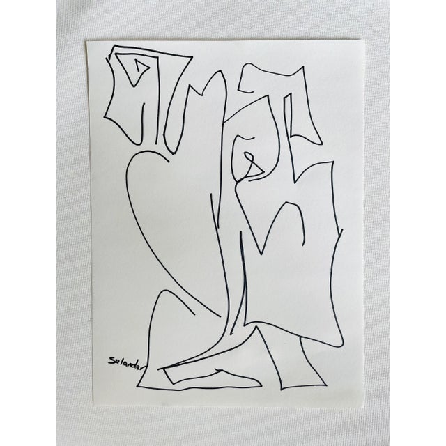 Post-Modern Figurative Drawing by Erik Sulander in Ink on Paper, Signed, Framed. For Sale In New York - Image 6 of 6