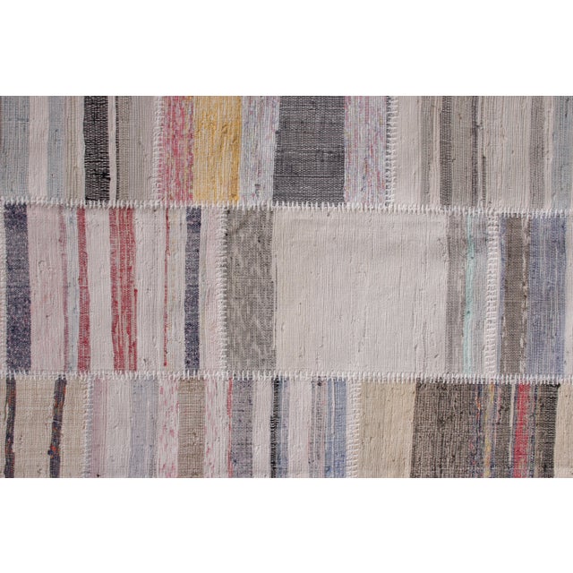 Rug & Kilim 2010s Modern Patchwork Kilim Rug in Gray Multicolor Stripe Pattern by Rug & Kilim For Sale - Image 4 of 6