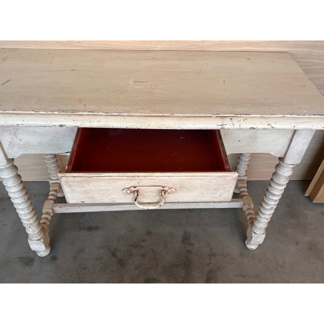 Rustic Antique Farmhouse Harvest Spanish Table With Drawer For Sale - Image 6 of 7
