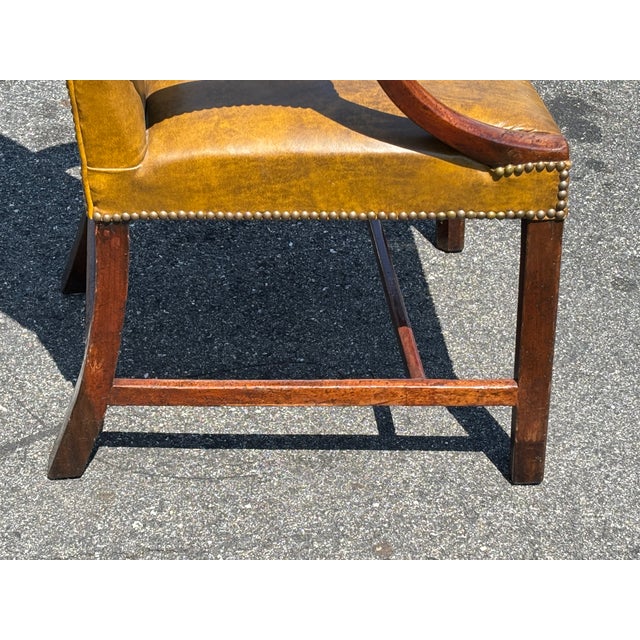 Very Fine 19th C. Georgian Style Leather Arm Chair in Ochre / Mustard / Green For Sale - Image 13 of 18
