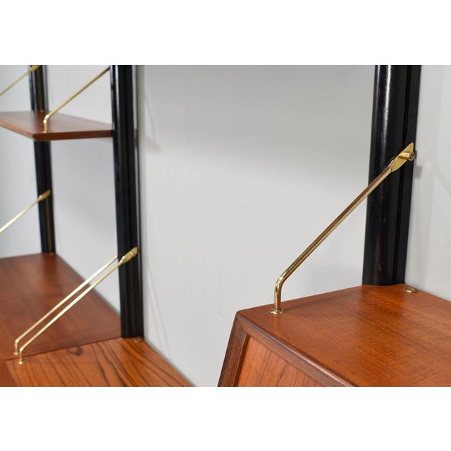 Wall Unit in Teak and Brass by Louis van Teeffelen for Wébé, Netherlands, 1950s, Set of 13 For Sale - Image 16 of 18