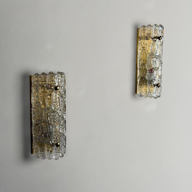 Gold Textured Glass Wall Lights by Carl Fagerlund for Orrefors, 1970s, Set of 2 For Sale - Image 8 of 18