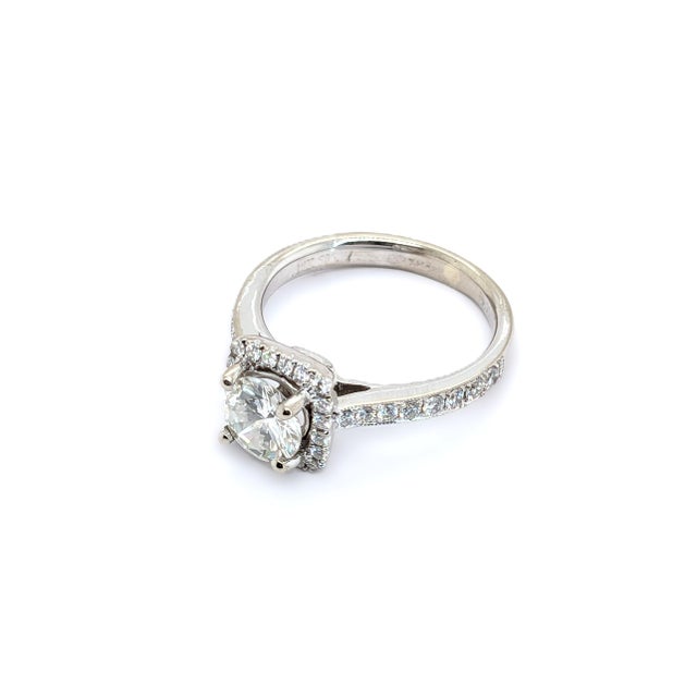 14k White Gold Halo Engagement Ring With ~1ct Natural Diamond - Size 5.5 For Sale - Image 4 of 7