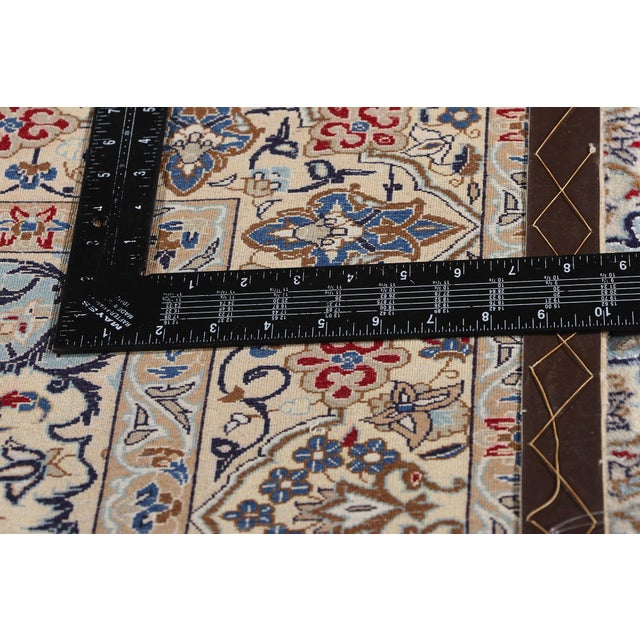 Vintage Blue Persian Wool & Silk Nain Rug, 03'11 X 06'03 For Sale In Dallas - Image 6 of 9