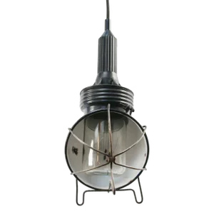 Vintage Industrial Pendant Lamp in Blue Enamel