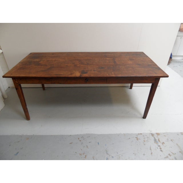 Antique Oak French Dining Table with Drawer For Sale - Image 9 of 10