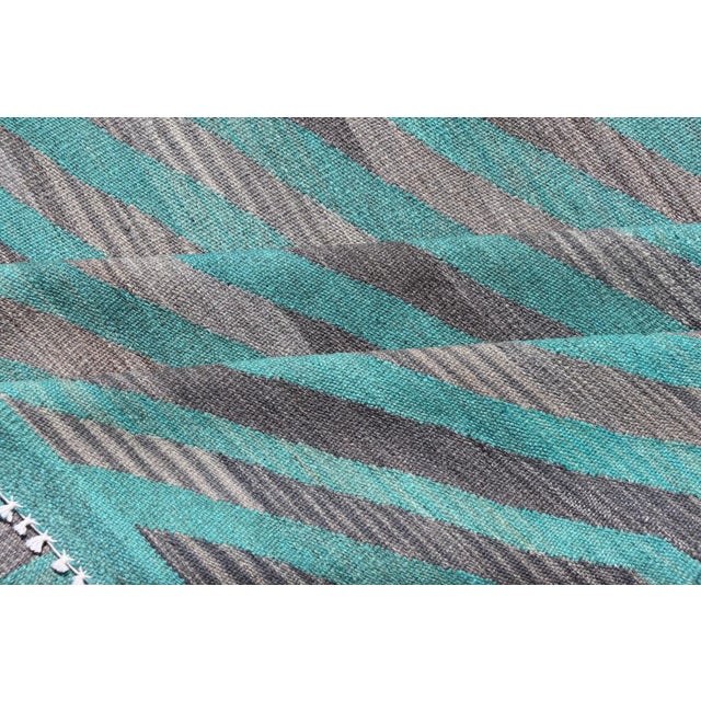 Hand-Woven Modern Kilim Rug by Keivan Woven Arts, Green & Gray 7'9 X 11'5 For Sale - Image 10 of 12