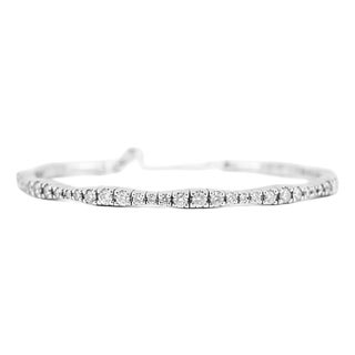 Gabriel & Co 14k White Gold 1.26ctw Diamond Chain Flexible Cuff Bangle Bracelet For Sale