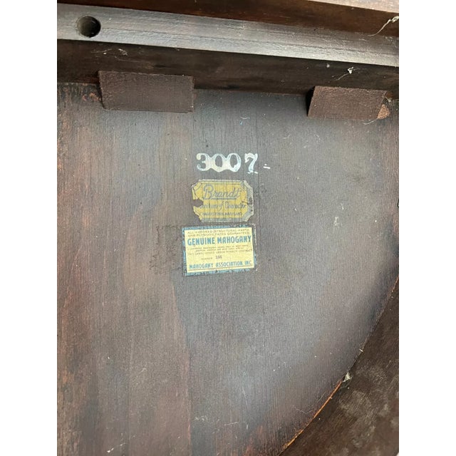 1940s Vintage Brandt Demilune Console Table Fold Down Top Expands to Round Mahogany For Sale - Image 11 of 12