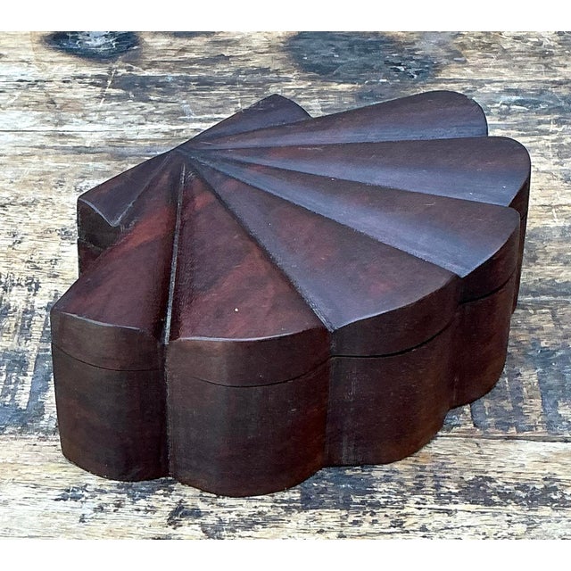 Vintage Hand Carved Wood Clam Box For Sale - Image 10 of 12