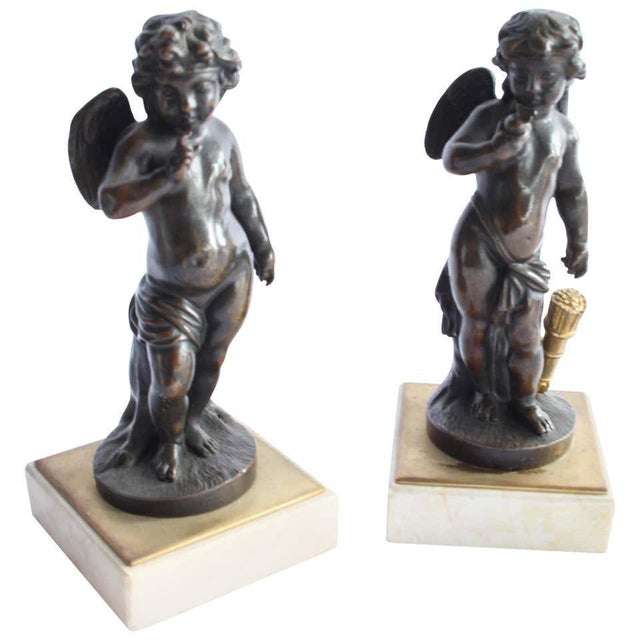 19th Century French Bronze Cherubs, Set of 2 For Sale - Image 5 of 5