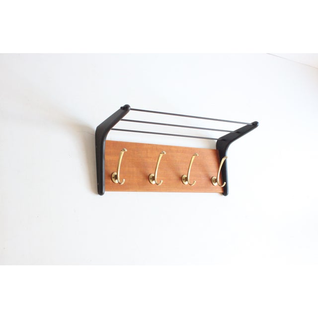 Brass and Teak Boomerang Coat Rack attributed to Alfred Hendrickx for Belform, Belgium, 1950s For Sale - Image 10 of 11