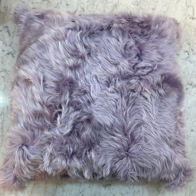 Tribal Light Purple Alpaca Pillow Suede Back For Sale - Image 3 of 7