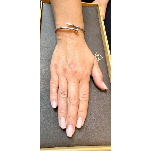 Silver Cartier JUSTE UN CLOU BRACELET 17 Nail PRQ613 18kt White Gold AU750 AUTHENTIC For Sale - Image 8 of 18