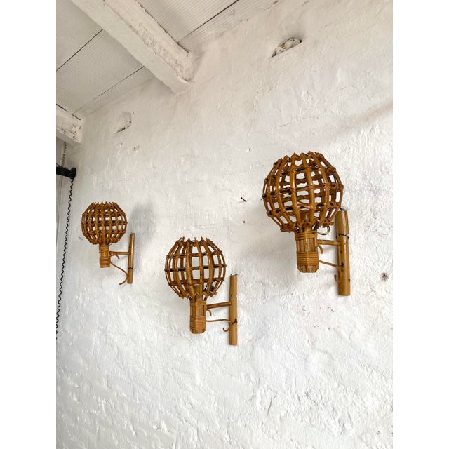 Mid-Century Modern Wall Lights attributed to Louis Sognot, 1960s, Set of 3 For Sale - Image 3 of 13