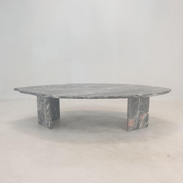 Gray Italian Marble Leaf Shape Coffee Table, 1980s For Sale - Image 8 of 18