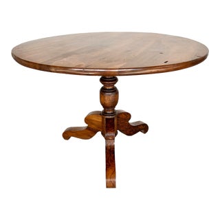 Tilt Top Round Pedestal Walnut Breakfast Dining Table For Sale