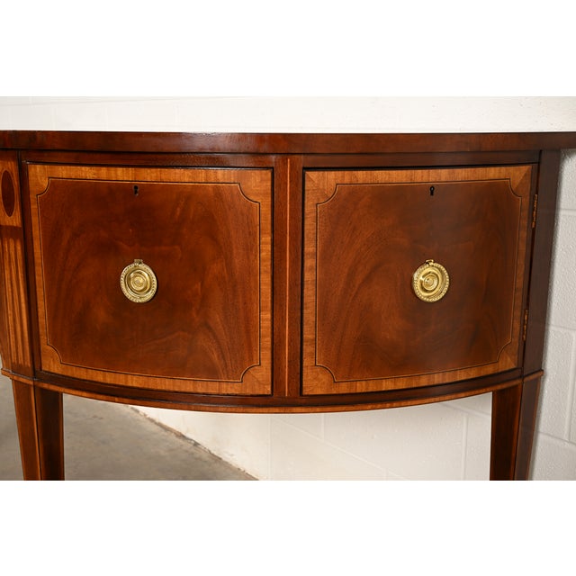 Baker Furniture Federal Inlaid Mahogany Demilune Sideboard Credenza For Sale - Image 12 of 17
