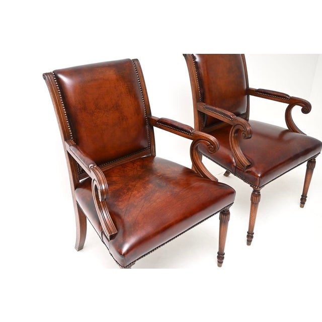 Vintage Georgian Leather Armchairs, 1950, Set of 2 For Sale - Image 3 of 8