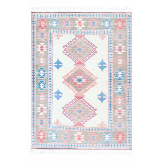 1970s Vintage Turkish Oushak Handmade Wool Cotton Beige Area Rug For Sale - Image 12 of 12