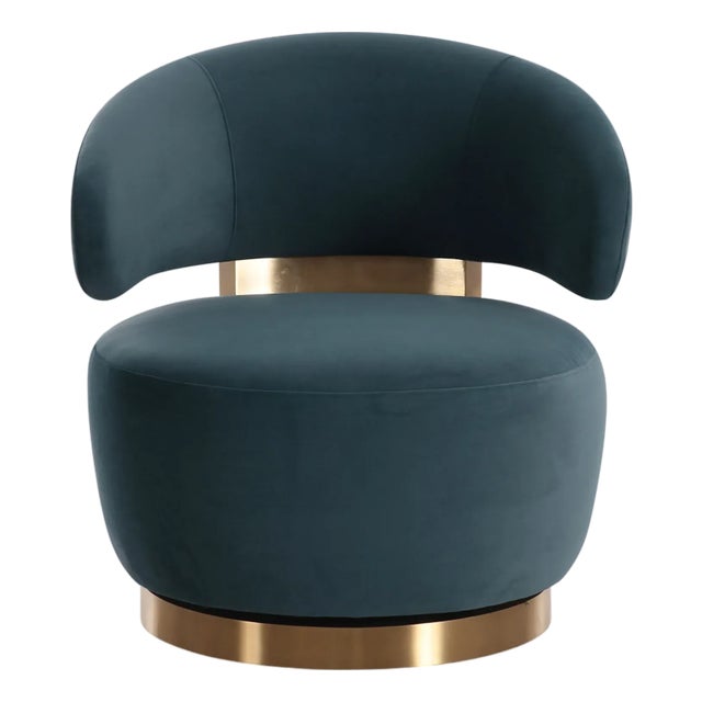 Teal Austin Dark Teal Velvet Swivel Chair For Sale - Image 8 of 8