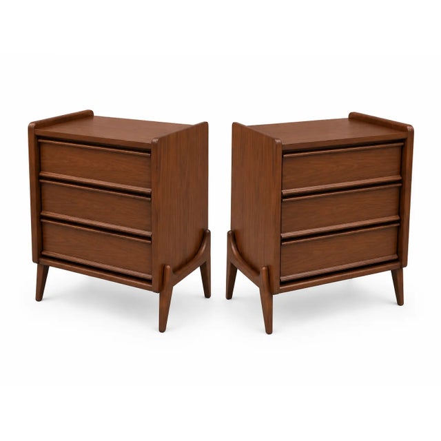 Mid-Century Modern Mid Century Style Modern Walnut Nightstands. - Pair For Sale - Image 3 of 6