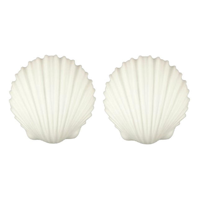 Large Minimalist Shell-Shaped Opaline Glass Wall Lights from Limburg, Germany, 1970s, Set of 2 For Sale